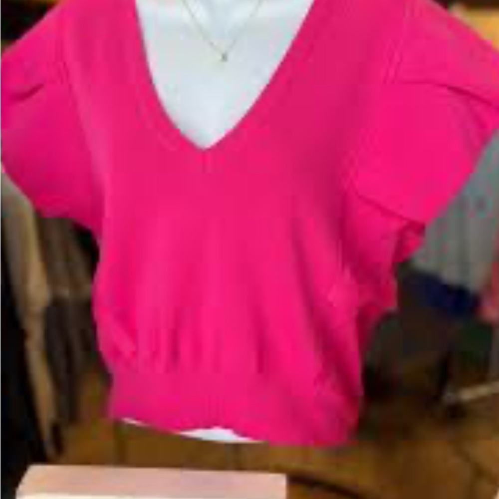 Pink Ruffle Sleeve Top - Picture 7 of 7